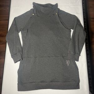 Latched Mama Harbor Snap Nursing Pullover Sweatshirt Womens 1X Gray Fleece Warm